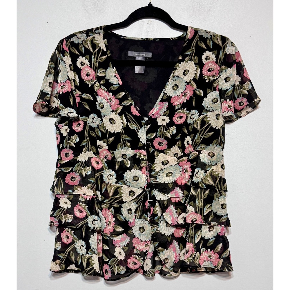 Whimsigoth Fairy Grunge Woodland‎ Floral Blouse Size 10 Cottagecore Whimsical